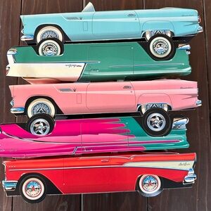 GM Classic Car Paper Food Trays, Vintage Set 5 Ford Classic Cruisers Party Decor
